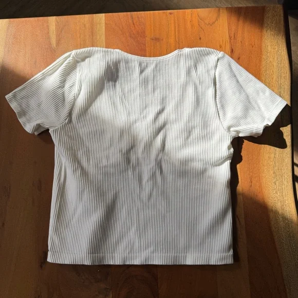 White Ribbed Women's Top - Picture 2 of 2